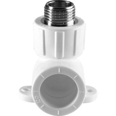 Политэк 25х1/2" Угольник с наружной резьбой с креплением для полипропиленовых труб под сварку (цвет белый)