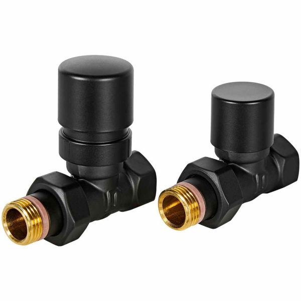 Комплект клапанов термостатических STOUT Design черный, прямой 1/2, SVTDK-0001-000015B