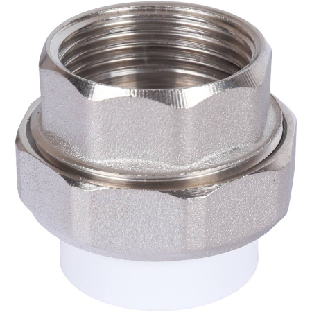 Политэк 25х1" Муфта разъемная с внутренней резьбой для полипропиленовых труб под сварку (цвет белый)