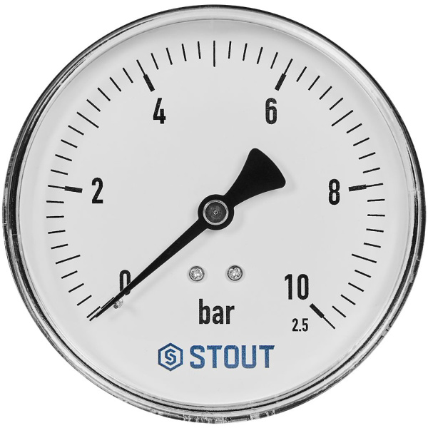 Манометр аксиальный STOUT корпус Dn 100 мм 1/2 , 0...10 бар, кл.2.5, SIM-1009-101015
