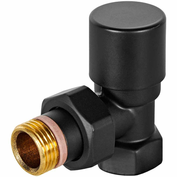 Клапан запорно-балансировочный STOUT Design черный, угловой 1/2, SVLD-0002-000015B