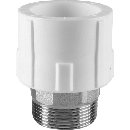 Политэк 50x1 1/2" Муфта комбинированная под шестигранник наруж. резьба для полипропиленовых труб под сварку (цвет белый)