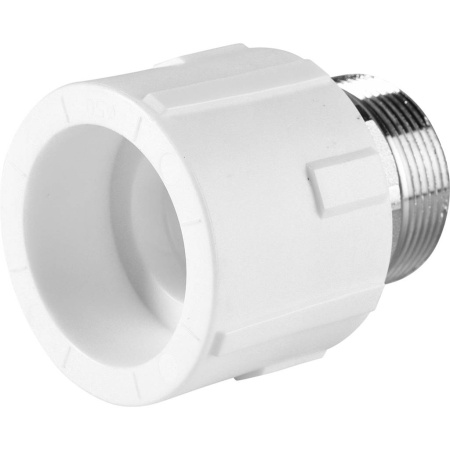 Политэк 50x1 1/2" Муфта комбинированная под шестигранник наруж. резьба для полипропиленовых труб под сварку (цвет белый)