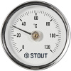 Термометр биметаллический радиальный STOUT с погружной гильзой, корпус Dn 100 мм, гильза 75 мм 1/2 , 0...120°С, SIM-1002-107515