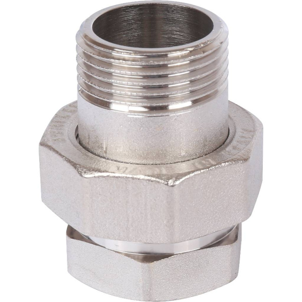 STOUT Разъемное соединение "американка" ВН, никелированное, уплотнение под гайкой по плоскости, 1?