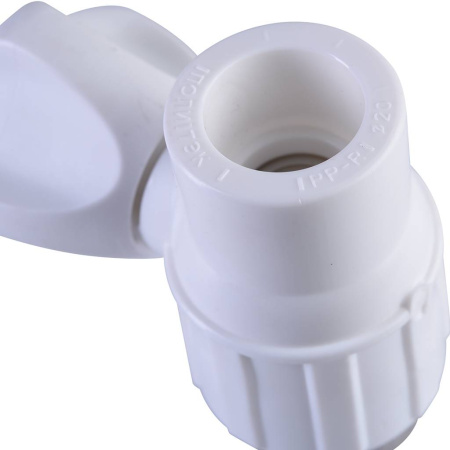 Политэк 20х1/2" Кран шаровой для радиатора прямой для полипропиленовых труб под сварку (цвет белый)