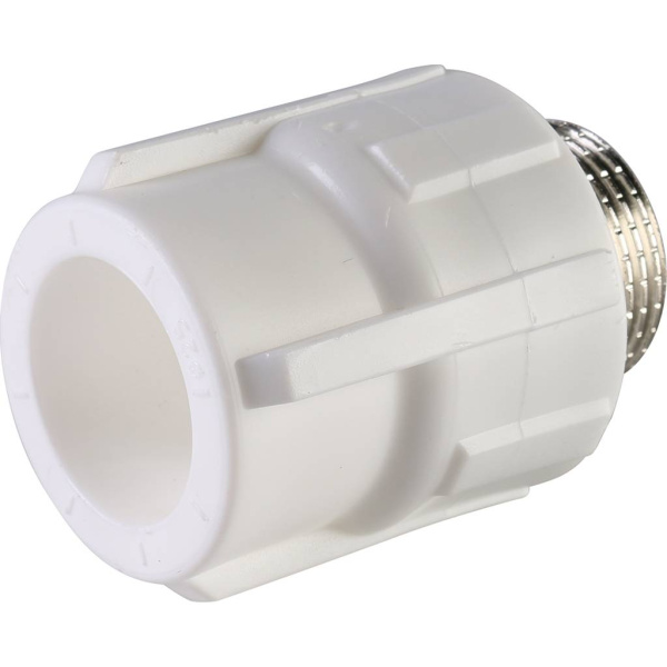 Политэк 25х3/4" Муфта комбинированная наруж. резьба для полипропиленовых труб под сварку (цвет белый)