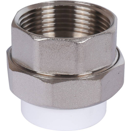 Политэк 32х1 1/4" Муфта разъемная с внутренней резьбой для полипропиленовых труб под сварку (цвет белый)