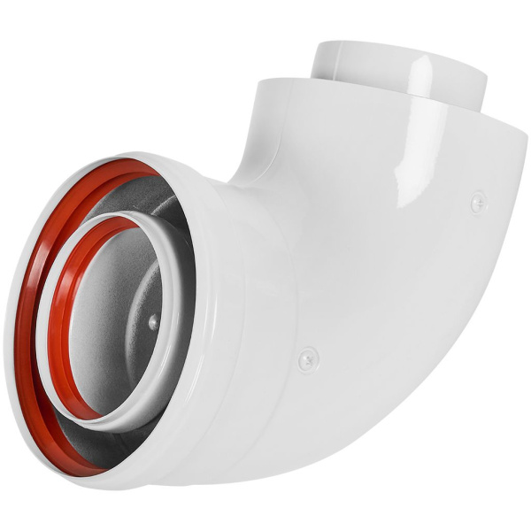 STOUT SCR-8125-250001 STOUT Адаптер подключения 90° традиц. коакс. D80(п-м)/125(п-м) (хомут, накладки декоративные), SCR-8125-250001