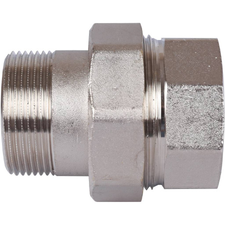 STOUT Разъемное соединение "американка" ВН, никелированное, уплотнение под гайкой по плоскости, 1? 1/2