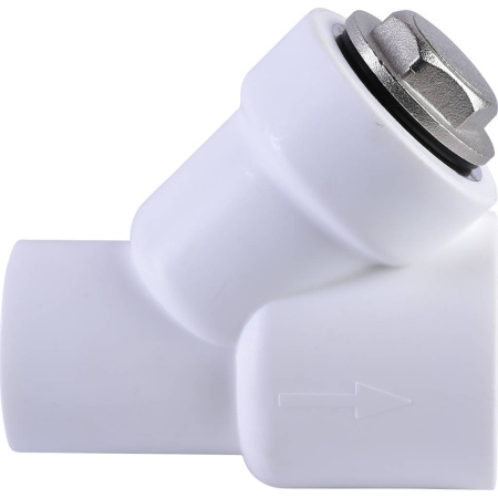 Политэк d=40 Фильтр (соединение муфта-штуцер) для полипропиленовых труб под сварку (цвет белый)