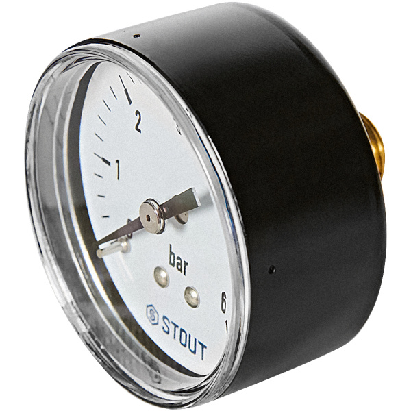 Манометр аксиальный STOUT корпус Dn 50 мм 1/4 , 0...6 бар, кл.2.5, SIM-1009-500608