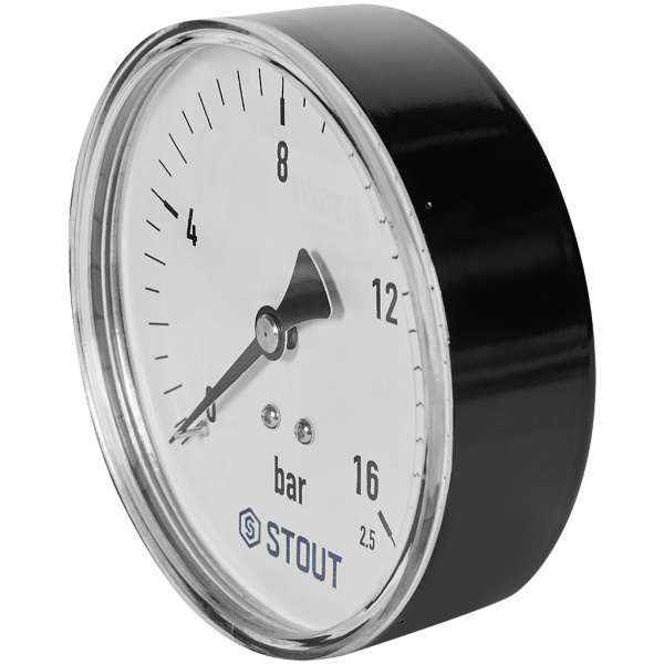 Манометр аксиальный STOUT корпус Dn 100 мм 1/2 , 0...16 бар, кл.2.5, SIM-1009-101615