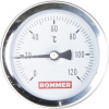 Термометр биметаллический ROMMER 63 мм 120 градусов с погружной гильзой 50 мм 1/2, RIM-0001-635015