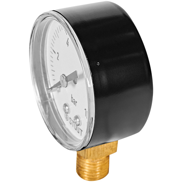 Манометр радиальный STOUT корпус Dn 50 мм 1/4 , 0...10 бар, кл.2.5, SIM-1010-501008