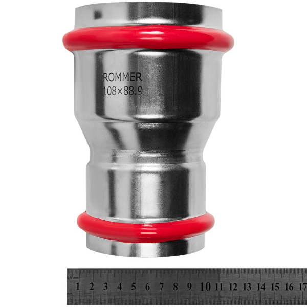Муфта ROMMER переходная ВПр, 108х88,9, из нержавеющей стали прессовой, RSS-1018-010888