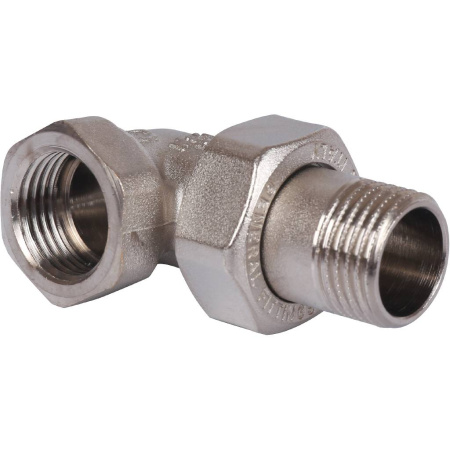 STOUT Разъемное угловое соединение "американка" ВН, уплотнение под гайкой o-ring кольцо, никелированное 1/2