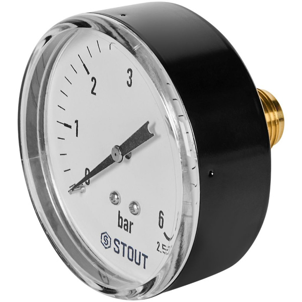 Манометр аксиальный STOUT корпус Dn 80 мм 1/2 , 0...6 бар, кл.2.5, SIM-1009-800615