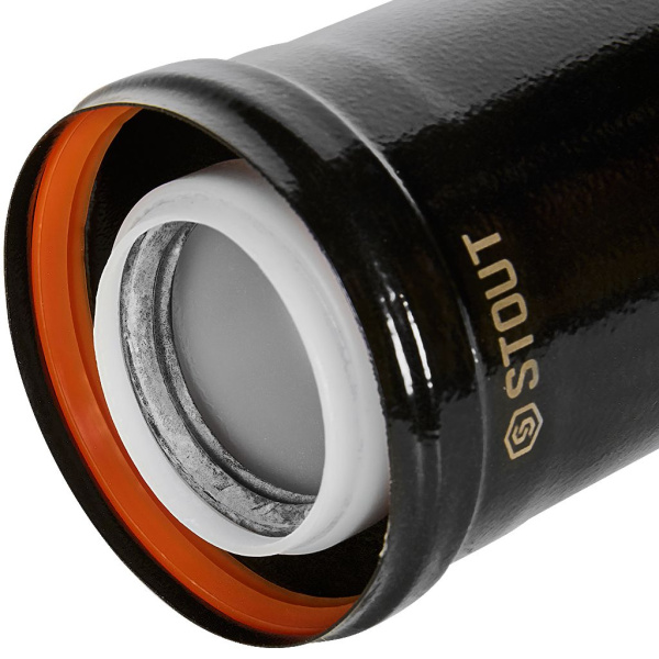 STOUT SCR-8610-600250 STOUT Удлинитель дымохода конденсац. коакс. D60(п-м)/100(п-м), L250, ЧЕРНЫЙ, SCR-8610-600250