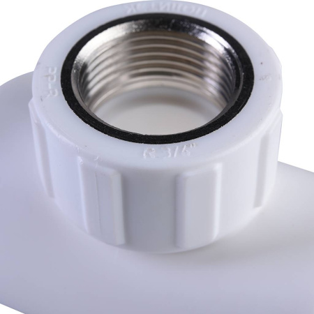 Политэк 32х3/4" Тройник с внутренней резьбой для полипропиленовых труб под сварку (цвет белый)