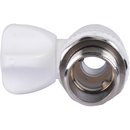 Политэк 25х3/4" Кран шаровой для радиатора прямой для полипропиленовых труб под сварку (цвет белый)