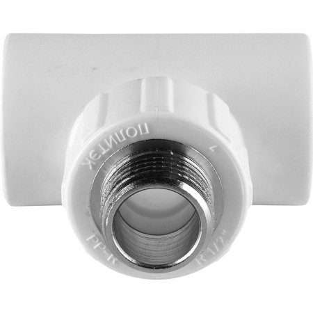 Политэк 25x1/2" Тройник с наружной резьбой для полипропиленовых труб под сварку (цвет белый)