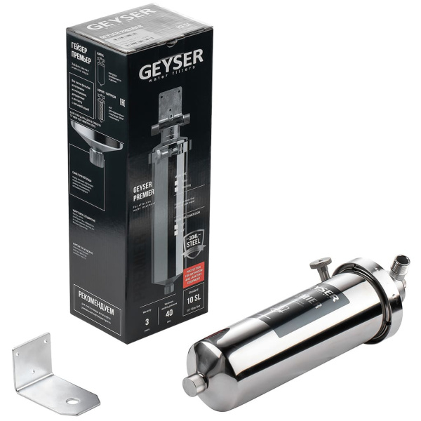 Гейзер 50752 премьер 10SL 1/2 нерж. сталь для хол. и горячей воды со сливом 1/2"