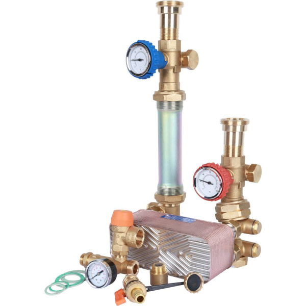 STOUT SDG-0038 Насосная группа с теплообменником 34 пластины, без насоса в теплоизоляции