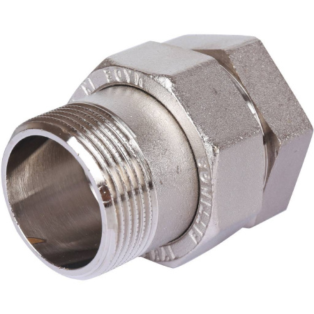 STOUT Разъемное соединение "американка" ВН, никелированное, уплотнение под гайкой по плоскости, 1? 1/4