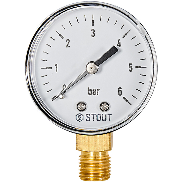 Манометр радиальный STOUT корпус Dn 50 мм 1/4 , 0...6 бар, кл.2.5, SIM-1010-500608