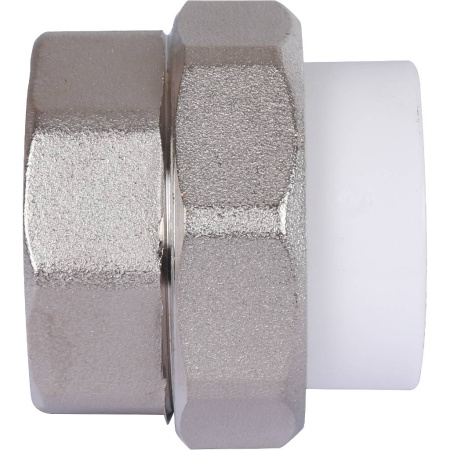 Политэк 32х1 1/4" Муфта разъемная с внутренней резьбой для полипропиленовых труб под сварку (цвет белый)