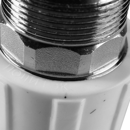 Политэк 50x1 1/2" Муфта комбинированная под шестигранник наруж. резьба для полипропиленовых труб под сварку (цвет белый)