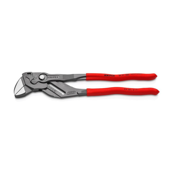 Клещи KNIPEX переставные-гаечный ключ, зев 68 мм, длина 300 мм, фосфатированные, обливные ручки, KN-8601300