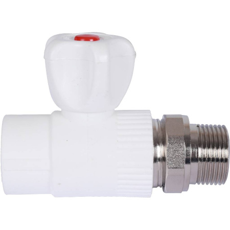 Политэк 25х3/4" Кран шаровой для радиатора прямой для полипропиленовых труб под сварку (цвет белый)