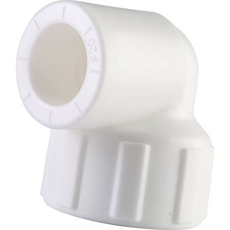 Политэк 20x3/4" Угольник с внутренней резьбой для полипропиленовых труб под сварку (цвет белый)