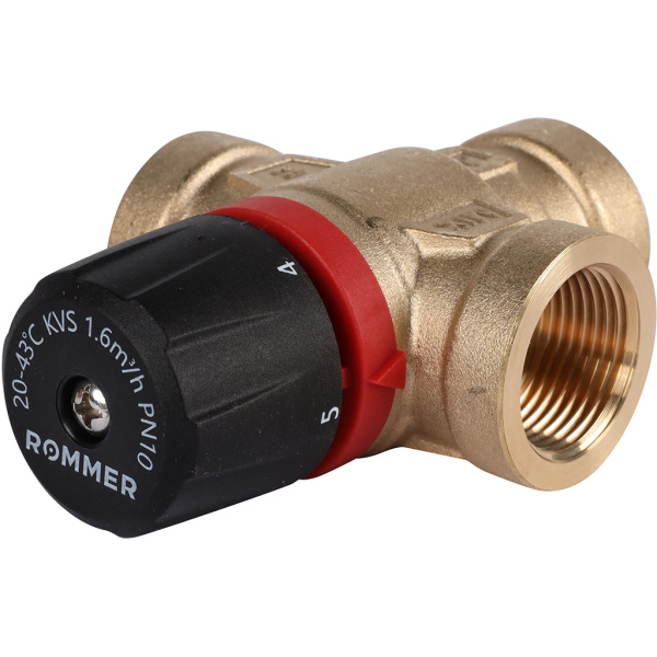 ROMMER RVM-0111-164320 ROMMER Термостатический смесительный клапан для систем отопления и ГВС 3/4  ВР 20-43°С KV 1,6 (боковое смешивание)