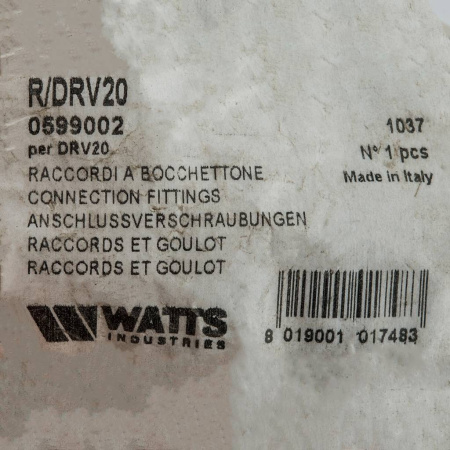 Watts Присоединительный штуцер DRV 20 1"x3/4" для SRV 20