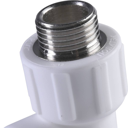 Политэк 20x1/2" Угольник с наружной резьбой для полипропиленовых труб под сварку (цвет белый)