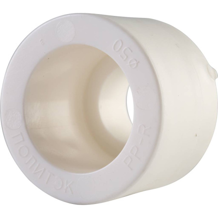 Политэк 50х25 Муфта переходная внутр./наруж. для полипропиленовых труб под сварку (цвет белый)