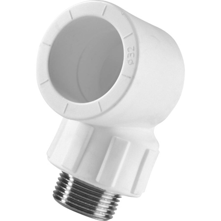 Политэк 32x3/4" Угольник с наружной резьбой для полипропиленовых труб под сварку (цвет белый)