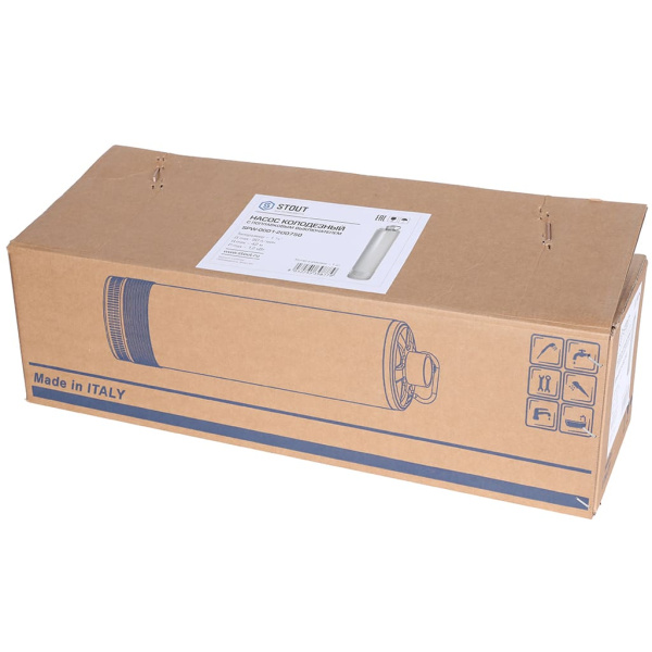 STOUT SPW-0001-200750 насос колодезный с поплавком, кабель 20 м, 230V, Q=90 л/мин, H=42м