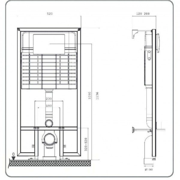 Система инсталляции для подвесного унитаза BETTOSERB Sava Fix Slim (без клавиши смыва), 40006456