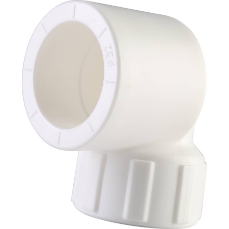 Политэк 32x3/4" Угольник с внутренней резьбой для полипропиленовых труб под сварку (цвет белый)