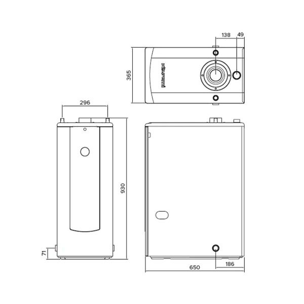 Котел дизельный KITURAMI TURBO-13 напольный, 2 конт., закр.кам.сгор.