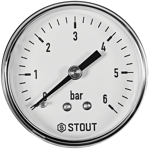 Манометр аксиальный STOUT корпус Dn 50 мм 1/4 , 0...6 бар, кл.2.5, SIM-1009-500608