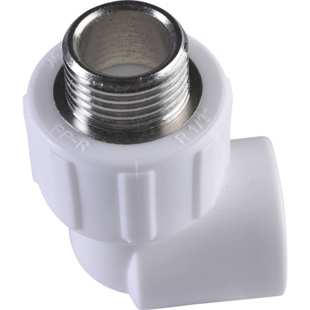 Политэк 20x1/2" Угольник с наружной резьбой для полипропиленовых труб под сварку (цвет белый)