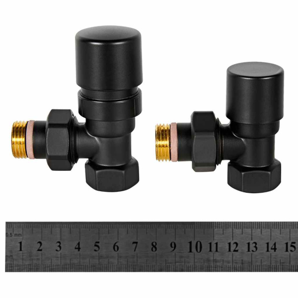 Комплект клапанов термостатических STOUT Design черный, угловой 1/2, SVTDK-0002-000015B