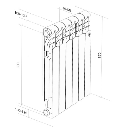 Радиатор алюминиевый Royal Thermo Revolution A 500 - 6 секц.