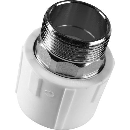 Политэк 50x1 1/2" Муфта комбинированная под шестигранник наруж. резьба для полипропиленовых труб под сварку (цвет белый)
