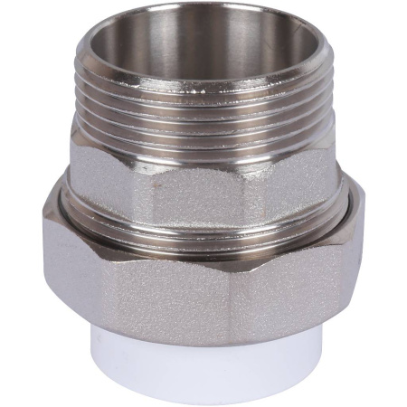 Политэк 32х1 1/4" Муфта разъемная с наружной резьбой для полипропиленовых труб под сварку (цвет белый)